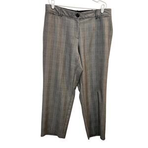 Avenue Black Houndstooth Straight Stretch Workwear Dress Pants Trousers Size 16